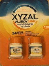 XYZAL Allergy Treatment  Tablet, 5mg -55 + 55 = 110 Count  exp 6/27+ picture