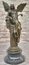 Hand Made Large Egyptian Cleopatra Sitting On Throne Bronze Sculpture Artwork picture