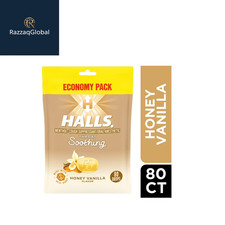 HALLS Throat Soothing Honey Vanilla Cough Drops, Economy Pack, 80 Drops picture