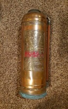 Vintage Fire Extinguisher Red Star Copper Brass Empty Model 303 24” X 7” picture