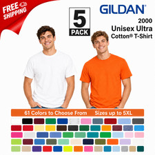 5 Pack Gildan 2000 Ultra Cotton Unisex Plain Short Sleeve T-Shirt Tees Bulk picture