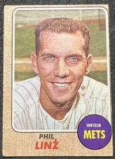 1968 TOPPS HIGH # PHIL LINZ (NEW YORK METS) #594 CREASE picture