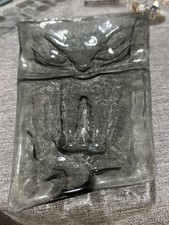 Vintage Mid Century HIGGINS Glass Cat Ashtray picture