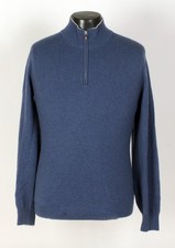 Brunello Cucinelli 100% Cashmere 1/2 Zip Sweater - Blue - XL 56 - $1400 Retail picture