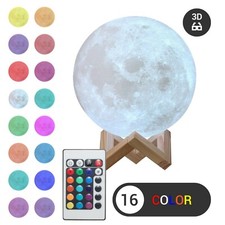 3D Moon Night Light Table Lamp USB Charging Remote Touch Control Home Decor Gift picture