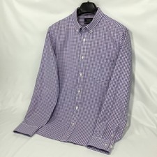 Nordstrom Mens Shop Shirt Large Purple Check Oxford Trim Fit Cotton Long Sleeve picture