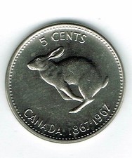 1967 Canadian Brilliant Uncirculated Confederation Centennial 1867-1967 5 Cents picture