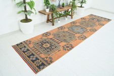 Turkish Runner Rug 3x11 Hand-Knotted Vintage Narrow Oriental Rug Carpet,480 picture
