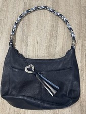 BRIGHTON Barbados Braided Handle Leather Shoulder Bag Handbag Hobo  Blue NWOT picture