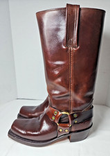 Frye Women's Vintage O Ring Harness 7D Brown Red Leather Boots  Made In USA picture