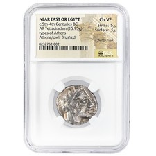 5th to 4th Century BC Athenian Owl Tetradrachm Near East Egypt NGC Ch VF picture