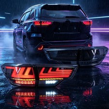 Pair Smoke LED Tail Lights For 2014-2019 Toyota Highlander Sequential Indicator picture