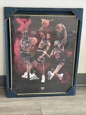 NOS 1990s Michael Jordan Rodman Pippen MVP Nike Poster Framed 16x20 VTG picture