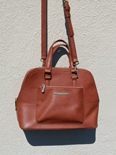 Vtg Steve Madden Brown Pebbled Leather Satchel Bag Crossbody Tote Gold Zip NOS picture