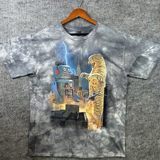 New Catzilla Cat vs Robot T Shirt Men’s XL Tie Dye Blue picture
