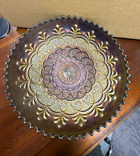 Fenton Persian Medallion carnival glass, dark amethyst/black-amethyst base glass picture
