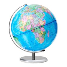 13'' World Globe Metal Stand Earth Ocean Rotating World Map Geography Desktop  picture