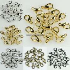 100/200/500x Lobster Clasps Silver/Gold/Dull Silver/Bronze/Black 10mm/12mm/14mm picture