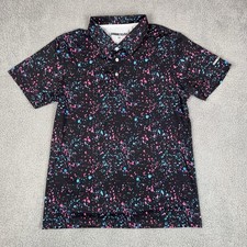 SHANKITGOLF Polo Shirt Mens Size M Black Splatter Print Golf Short Sleeve picture
