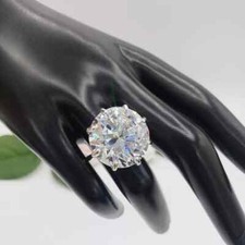 RARE 24.50 Ct Certified Off White Treated Diamond Solitaire Ring In 925 Silver picture