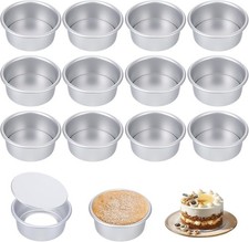 12 Pcs Round Cake Pans with Removable Bottom, 4 Inch Cheesecake Mold(Aluminum picture