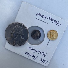 1865 B 22k Mini gold & silver coin Lot Maximiliano Emperador Hard To Find picture