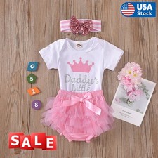 3Pcs Newborn Baby Girl Outfits Clothes Romper tutu Dress Jumpsuit Bodysuit Set picture