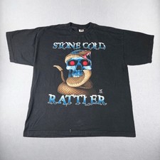 Vintage WWF Stone Cold Rattler 3:16 T Shirt Men 2XL Black 1998 I Bite Back Skull picture