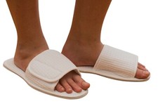 XLarge Cotton Waffle Spa Slipper, Open Toe w/Closure and non-skid sole (10-11) picture