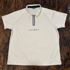 Genuine Malbon Golf Malbon Performance Quarter Zip Raglan Polo White XL MINT picture