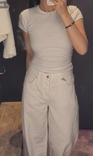 Zara NWT High Rise Barrel Jeans White 2 picture