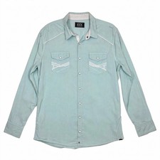 Buckle Black Mens XL Western Shirt Pearl Snap Light Blue Mint StandardFit Cowboy picture