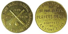 RARE 1934 12th ANNUAL STATE AMATEUR BASEBALL TOURNAMENT PLAYERS MEDAL - EC 9987 picture