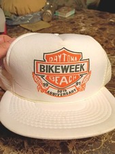 Vintage 1991 Bike Week Daytona Beach Harley Davidson Snapback Trucker Hat Mesh picture