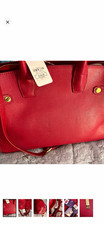 Joy Mangano Women’s Red Satchel Top Handle Bag Zip Closure Detachable Strap picture