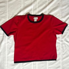 Vintage Knit Ringer Baby Tee 90s Sporty Grunge picture
