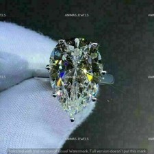 5.00CT Pear Cut Moissanite Solitaire Wedding Engagement Ring 925 Sterling Silver picture