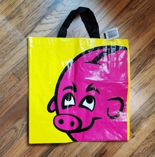 NEW ICELANDIC BONUS PINK PIG GROCERY TOTE BAG - REUSABLE WITH TAG picture