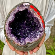 6.15LB High quality Natural Amethyst geode quartz crystal Dinosaur egg healing picture