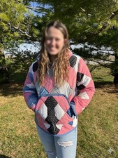 Upcycled Quilt Hoodie M/L  Repurposed Quilt  pullover picture