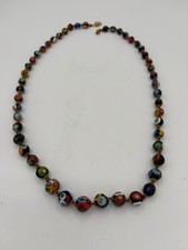 Vintage Italian Millefiori Glass Bead Necklace 25” Hand Knotted 57.3g Venetian picture