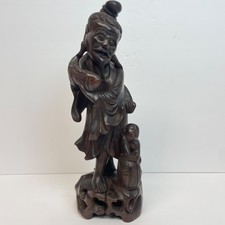 Antique 1900s Chinese Hand Carved Rosewood Statue 9.