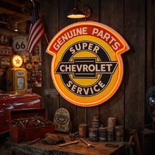 Chevrolet Genuine Parts Super Service LED Sign Vintage Garage Wall Decor picture
