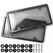2X Unbreakable License Plate Covers+Frames Auto Tag Shield Protector Front Rear picture