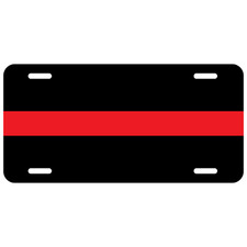 Firefighter Thin Red Line License Plate w/ Bonus Decal picture