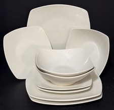 Gibson Home Everyday 9 pc White Square Dinnerware Set 3 Dinner, 3 Salad & 3 Bowl picture