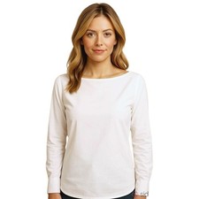 J JILL White Shirt Collection Boat Neck Long Sleeve Tailored Shirt New X Small picture