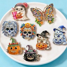 Wuli&baby Halloween Collection Brooches For Women Men Pumpkin Skull Ghost Party  picture