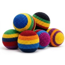 6-Pack Hacky Handmade Knitted Footbag - Colorful Crochet Sack Set, Premium Woven picture