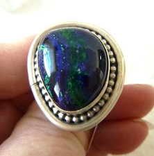 NWT Navajo Scott Skeets Azurite Ring 925 Sterling Silver Sz  10 Lapis/Malachite picture
